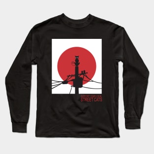 Black cat in red moon Long Sleeve T-Shirt